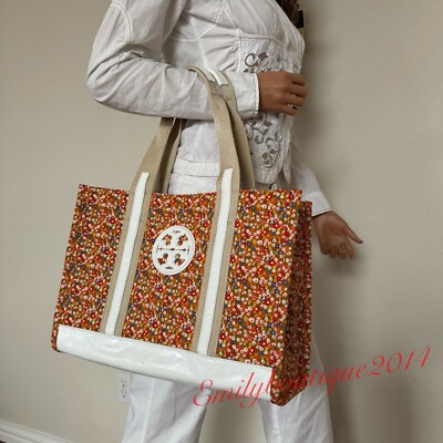 NWT Tory Burch 81605 Printed Canvas Tote In Sprinkled Flowers