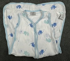 Aden Anais Sleep Sack Muslin Wearable Blanket Medium 6-12 6 12 Elephant Blue