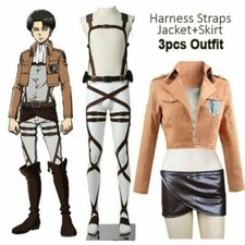 Cosplay Attack on Titan Shingeki no Kyojin Hookshot Suspenders Ackerman Costume