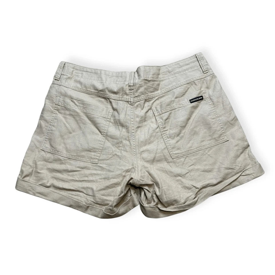 CALVIN KLEIN JEANS Women’s Tan Khaki Folded Hem Cargo Shorts Size 12 - Image 2 of 4