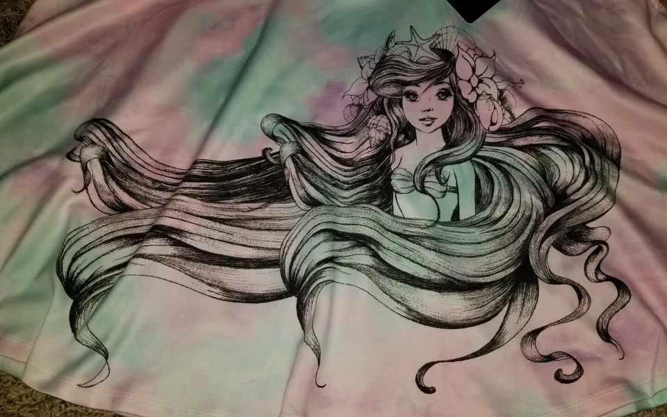 Juniors 3X Saia Skatista Disney Princesa Ariel Aquarela~Nova~ - Imagem 2 de 4