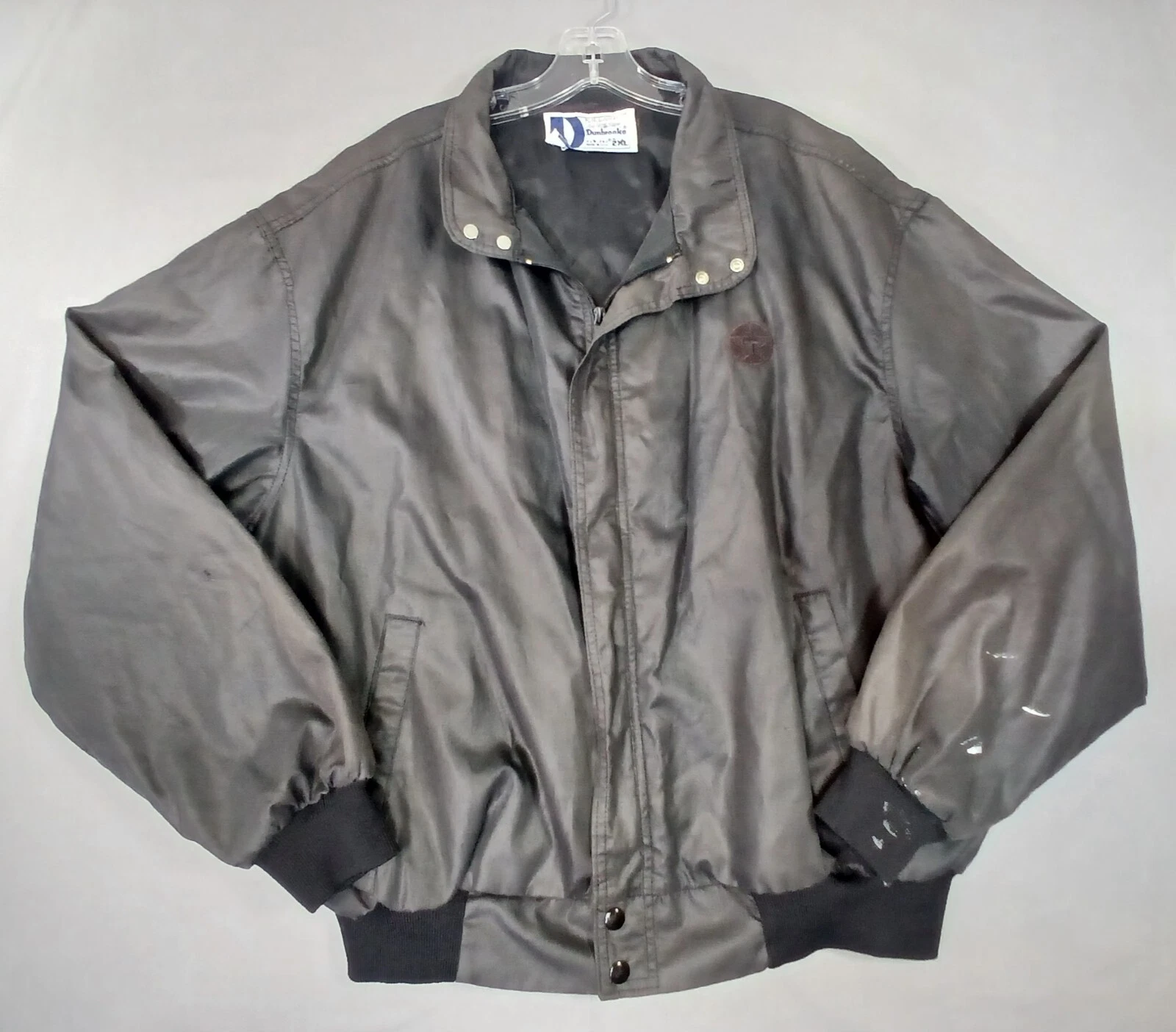 Vintage Texaco Black Bomber Jacket 2XL USA Made Embroidered Logo Dunbrooke