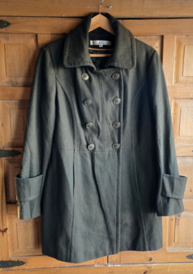 Kenneth Cole New York Womens Coat for Layering Wool Blend Green SZ 14 Lagenlook