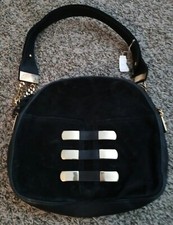Nwt Vintage Susan Gail Black Suede Purse "starlit" Gold Chain Handle Authentic