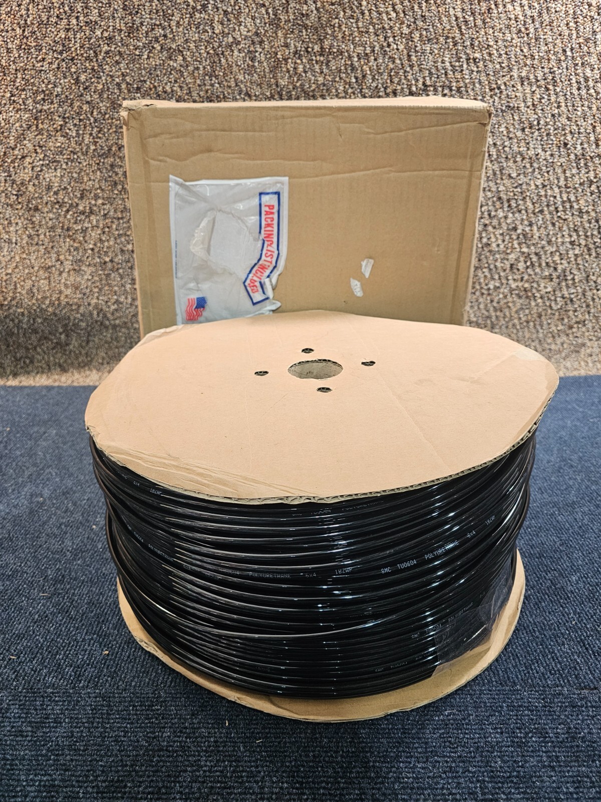 SMC TU0604B-500 Flexible Pneumatic Tube OD 6mm, ID 4mm, 500m, Black Polyurethane