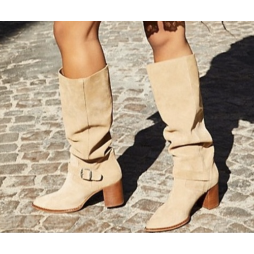 FREE PEOPLE DAHLIA SLOUCH HEELED SUEDE 