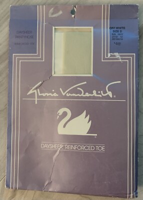 Vtg 1980s Gloria Vanderbilt Day Sheer Reinforced Toe Off White Pantyhose Sz D