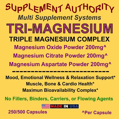 TRI-MAGNESIUM ~ Triple Magnesium Complex Magnesium Oxide Citrate Aspartate SALE!