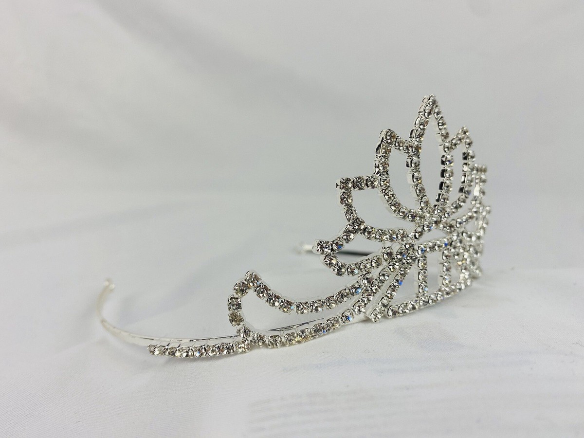 ? David’s Bridal Crystal and Rhinestone Metal Silver Leaf Tiara 4595-0422 eden-luxe-bridal-tiara-silver-  main image 3