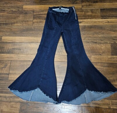 Judy Blue High Waist Super Flare Jeans Size 1/25 Raw Hem Dark