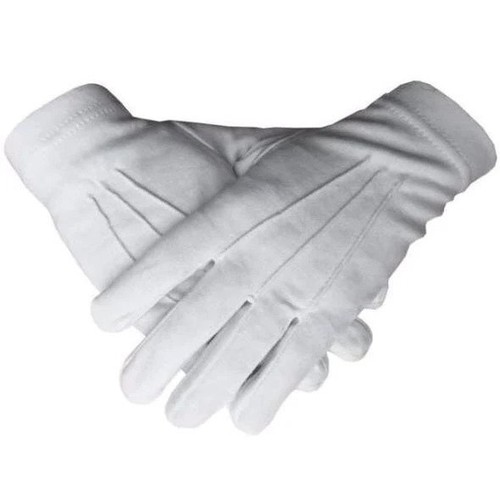 Masonic Regalia 100% Cotton White Mason Gloves Plain - 第 1/3 張圖片