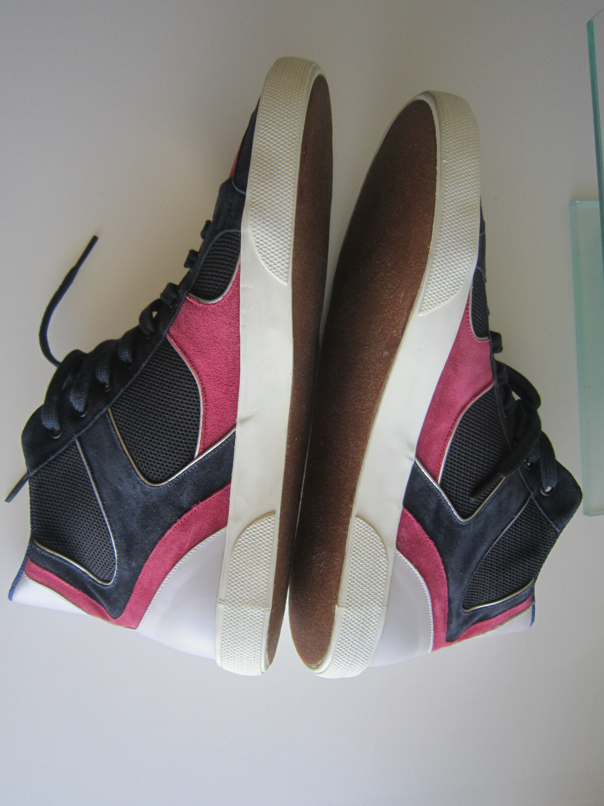 Sneakers alte Yves Saint Laurent marrone e blu pelle scamosciata taglia 40 1 2 US 7 5