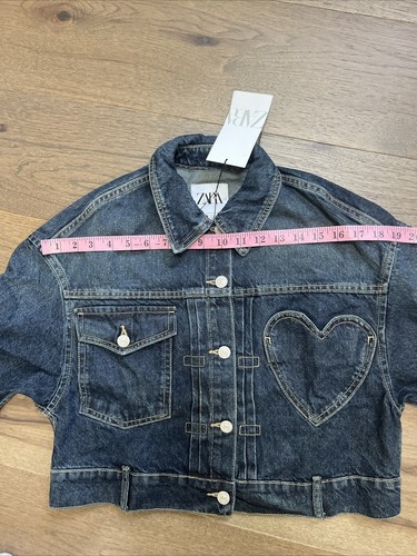 ZARA WOMAN NWT SS24 TRF DENIM JACKET WITH HEART NAVY BLUE 8197/003 XS , S 24LX - Picture 9 of 13