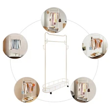 Clothes Rack, Movable Coat Rack, Coat Rack with Storage Basket