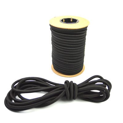 USA 3/8'' x 50' Bungee Cord Shock Cord Bungie Cord Marine Grade Stretch Cord BLK
