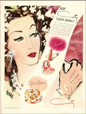1943 WW 2 era AD COTY Salon Shades Cosmetics Café Creme Lovely Art !  040722