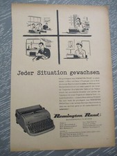 Remington Rand Typewriter,   a magazine  B & W  advertising, Switzerland, 1952 thumbnail