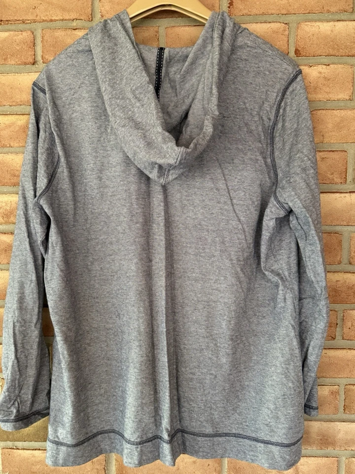 Top pulóver Eddie Bauer para mujer talla XXL azul/blanco manga larga 1/4 a presión con capucha Foto 2 de 4