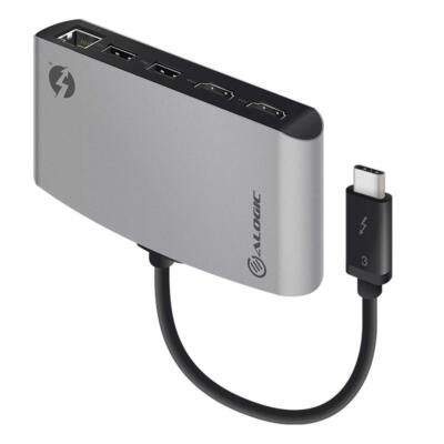 ALOGIC TB3D2HDPBL-SGR Schnittstellenkarte und Adapter HDMI RJ-45 USB 2.0 USB