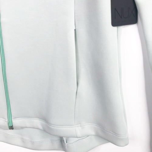 Nux Jacket Womens Medium Blue Full Zip Stretch Long Sleeve Athleisure Sleek New - Picture 3 of 9