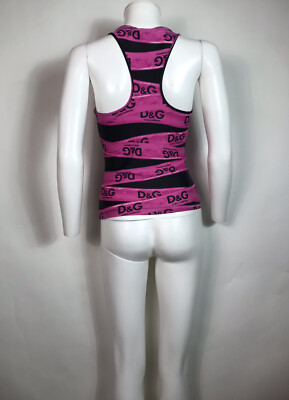 Vtg Dolce & Gabbana D&G Black Pink Logo Tape Tank Top Xs | eBay