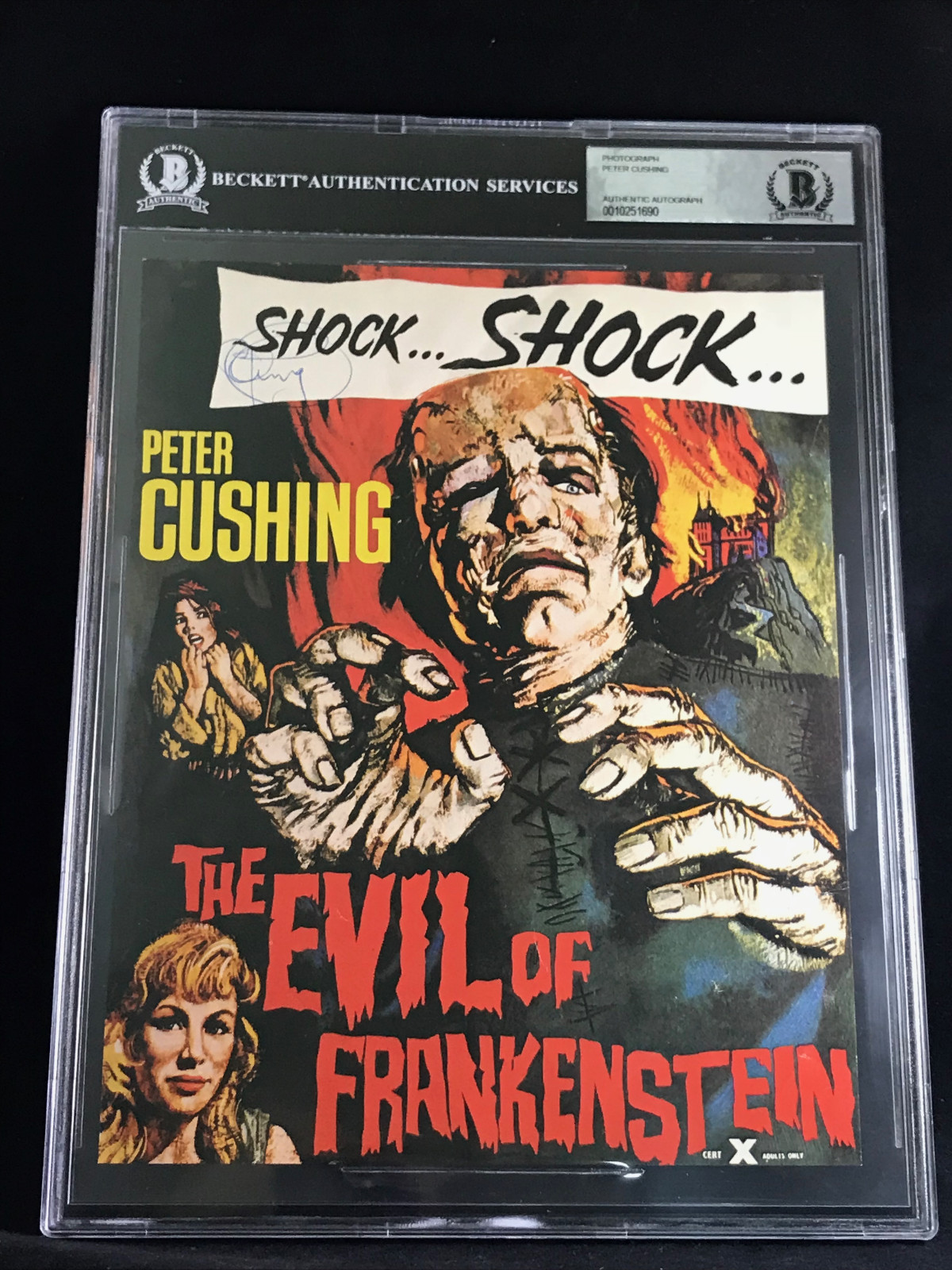 PETER CUSHING THE EVIL OF FRANKENSTEIN AUTOGRAPHED SIGNED PHOTO AD BECKETT BAS