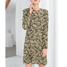 & Other Stories Paris Atelier Leopard Print Fit & Flare Button Neck Dress Sze 10