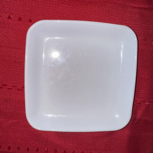 Vintage CORNING Dietary Products 96504-010 SQUARE MILK GLASS 6¾" Airplane Plate