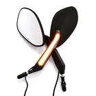 2x Black Motorcycle Rearview Side Mirrors with LED Turn Signals For Harley V-Rod