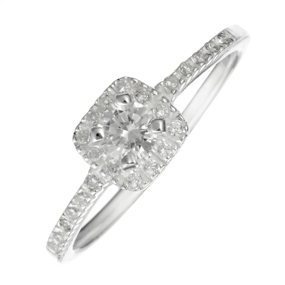 Silverly Anello Donna Argento 925 Solitario Quadrato Zirconi Brillanti Rotondi - Immagine 2 di 4