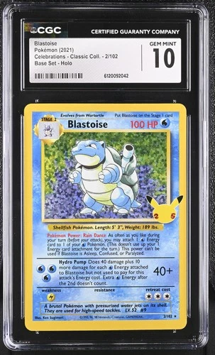 BLASTOISE Celebrations Base Set Holo #2 CGC 10 Pokemon