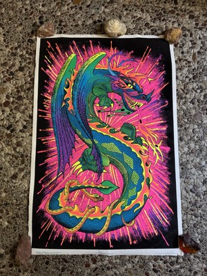 【フレーム付き☆】ルナドラゴンズ ブラックライト ポスター 1972年 VINTAGE BLACKLIGHT POSTER FIRE DRAGON #988 1972 Funky Enterprises
