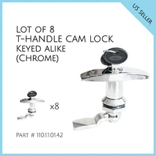 LOT OF 8 T HANDLE LATCH KEY CAM LOCK KEYED ALIKE LOCKER CABINET # 110.1.1.01.42