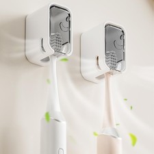 2 Pack Toothbrush Holders for Bathroom, Self Adhesive Wall Mounted Toothbrush...