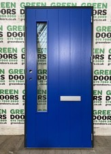 ALUMINIUM FRONT FIRE DOOR WOOD CLAD METAL BLUE EXTERNAL TRIPLE GLAZED BRAND NEW