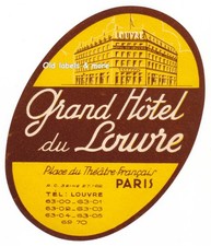 x1032 Grand Hotel du Louvre PARIS luggage label suitcase sticker