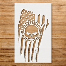 Skull Logo Wall Art Stencil for Motorcycle Enthusiasts - StencilAir