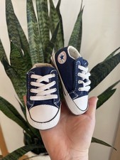 Converse baby navy blue crib shoes toddler size 3