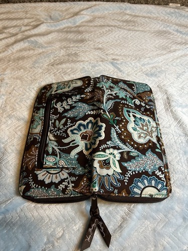 Vera Bradley Java blau Reise Organizer Geldbörse Reisepass braun türkis Reißverschluss 997C - Bild 6 von 6