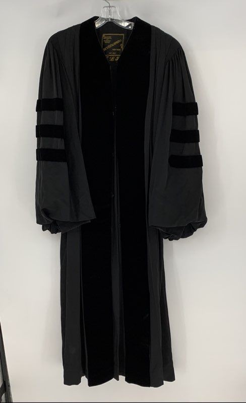 Vintage Bentley & Simon Mens Black Velvet Panels Doctoral Gown No Size