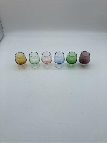 VTG Set of 6 Mini Cordial Glasses in assorted Colors 2.25” (6) Glasses - Picture 3 of 8