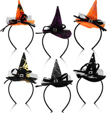 6 Pack Halloween Headbands for Women Kids, Assorted Witch Hat Headband,...