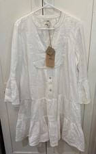 Faherty Women’s Dune Cotton Gauze Last Dress White Small NWT 