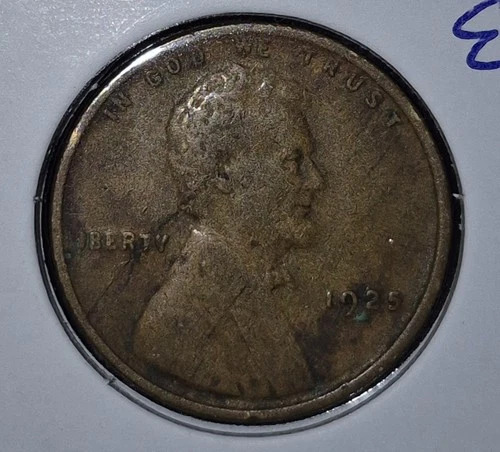 1925 Lincoln Wheat Penny Lamination Error Coin 1c One Cent Brown VF Condition