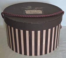 J. L. Hudson's Woodward Shops striped hat box, bird graphic on lid, cord handle