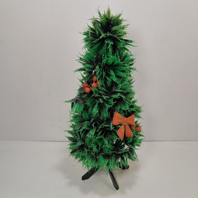 Vintage 1960s Table Top Plastic Christmas Tree W/ Red Berries