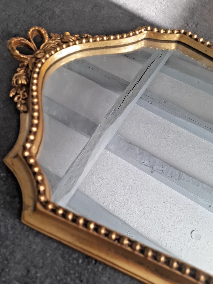 MIROIR MURAL BAROQUE DORE ET SA TABLETTE - Photo 4/4