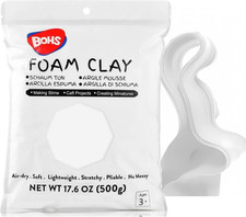 BOHS Air Dry Foam Modelling Clay 500g Soft Lightweight Sculpting Craft White