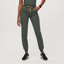 FIGS High Waisted Zamora Jogger Scrub Pants in Moss Green 5700 Size XL Tall
