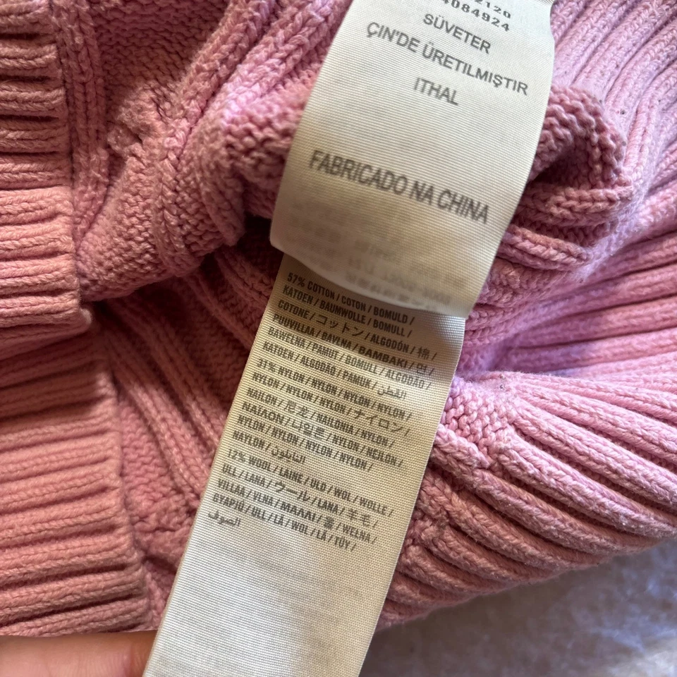 Abercrombie Fitch Pink Cable Knit Sweater Crew Neck Long Sleeve Women's M y2k - Image 4 of 4